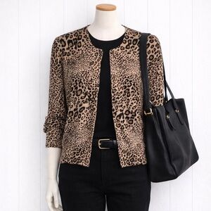 H&M Leopard Print Cardigan Sweater XL Button Front Lightweight